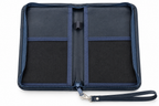 2110 Zip Tour travel wallet in navy blue, opened flat