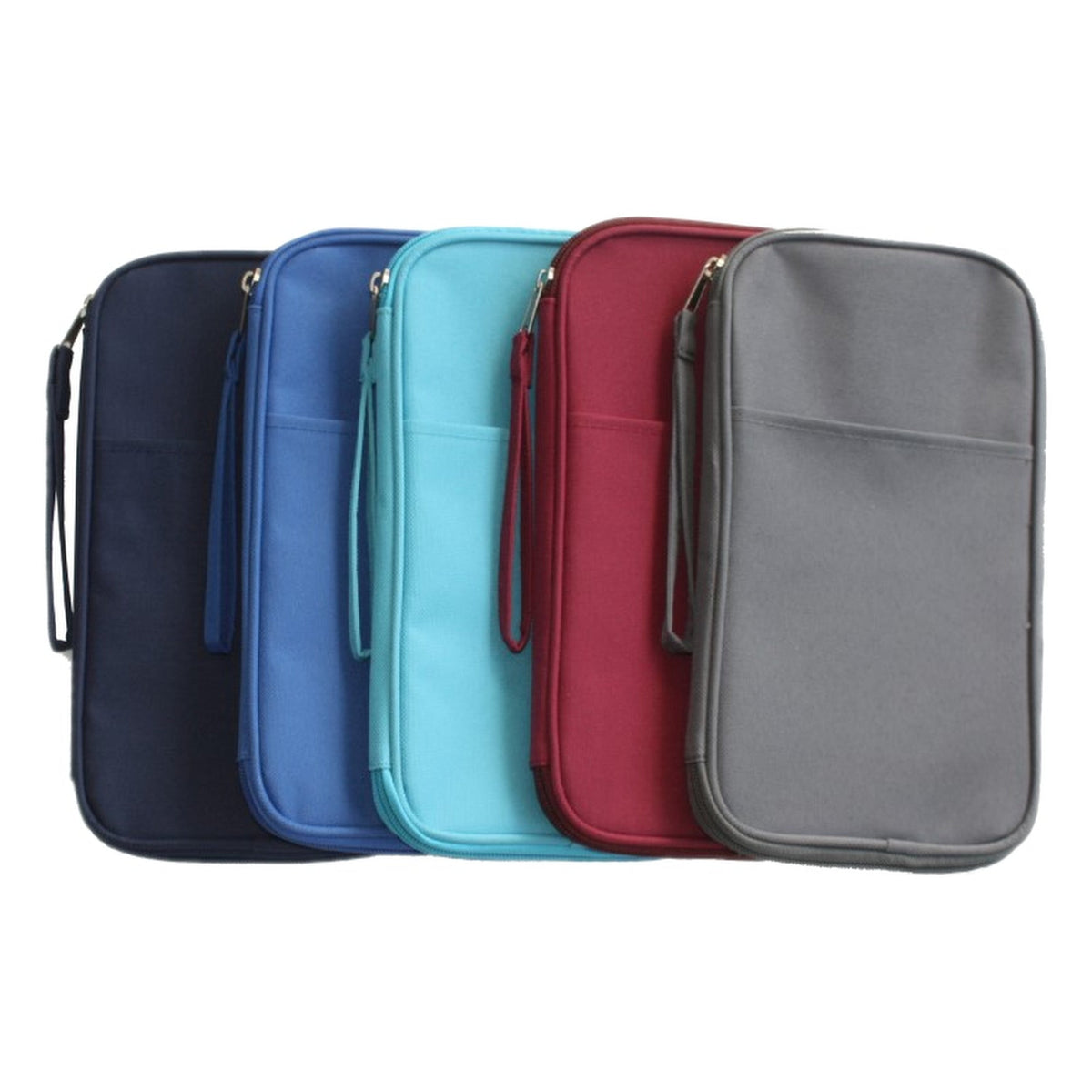 2500 Soft Zip travel wallet colour range in navy, royal blue, aqua, wine and grey